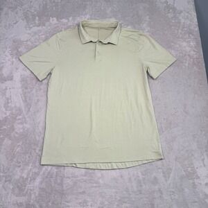 Lululemon Mens Polo Shirt M Green Athletic Striped Short Sleeve Golf Activewear‎